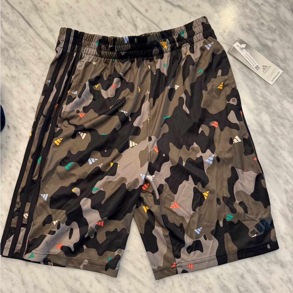 Adidas Multicolor Camo Boys Athletic Shorts Large 14/16